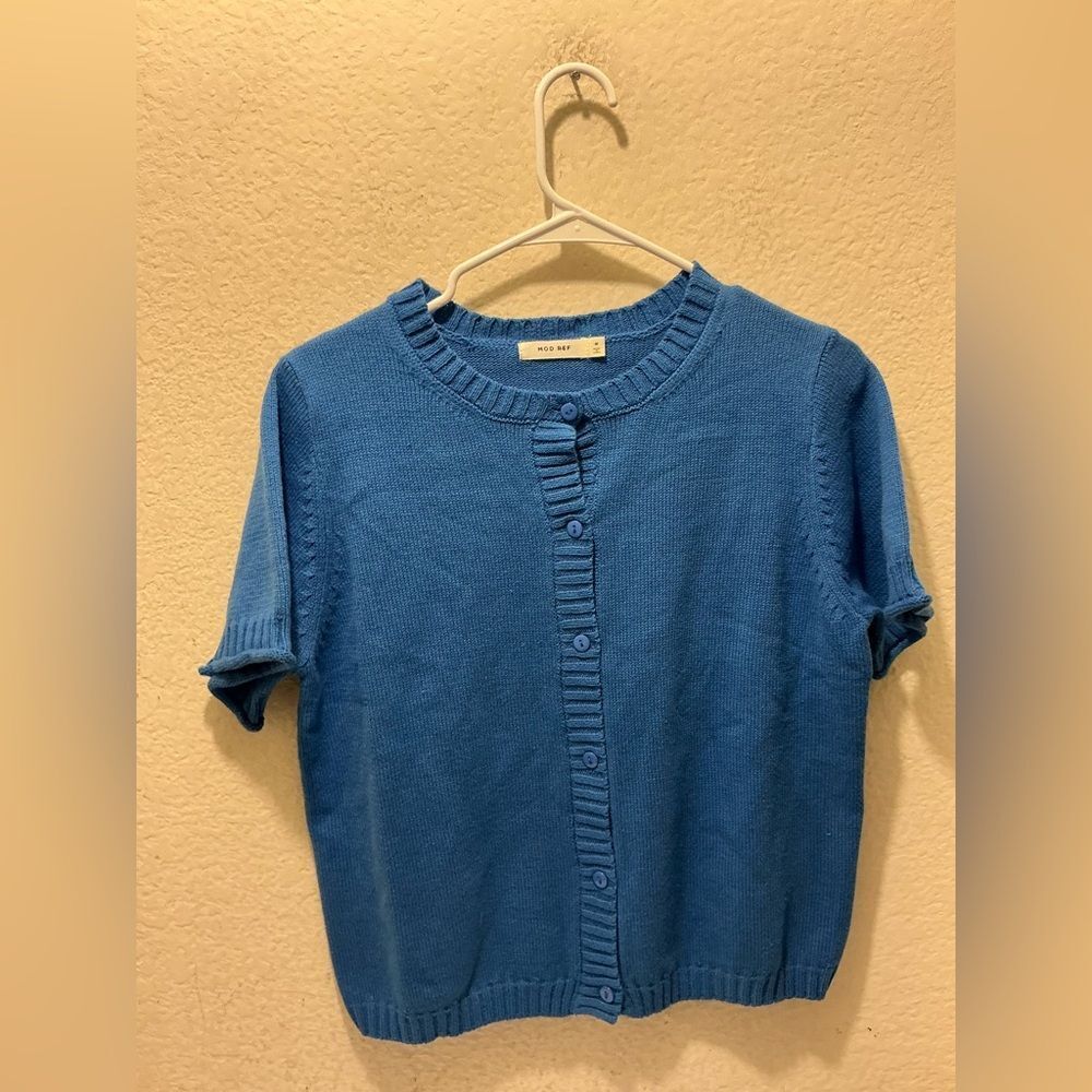 Mod Ref Blue Button-Down Sweater size M